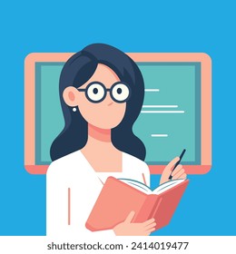 Teacher with Book and Board Vector Illustrations