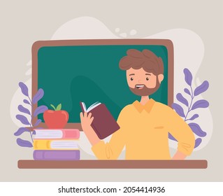 teacher with book in the classroom