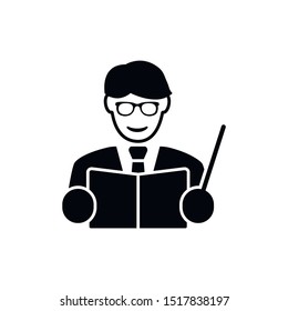 The teacher with the book. Teacher icon
