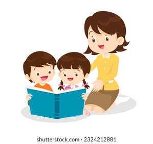 teacher with Boy and girls learning.children reading with Back to School Concept education