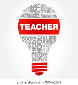 TEACHER bulb word cloud, business concept