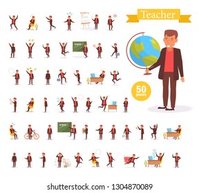 Teacher or businessman Vector. Cartoon. Isolated art on white background. Flat