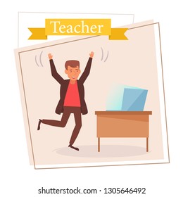 Teacher or businessman Vector. Cartoon. Isolated art on white background. Flat