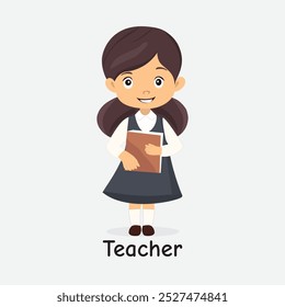 Teacher Cartoon Illustration for Kids - Learn About the Teaching Profession - Great for Posters, Flashcards, and T-Shirt Designs