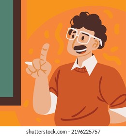 teacher with chalk in hand, design