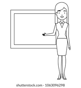 teacher with chalkboard character