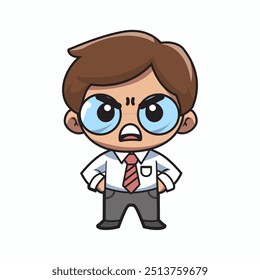 teacher character with angry expression in cartoon style, great for education theme design elements