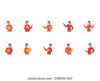 Teacher Character Illustration Element Set