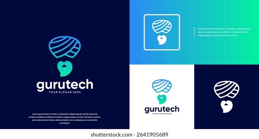 teacher character logo, intelligence symbol, technology base, education digital service, graphic design template.