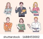 Teacher character set in class. flat design style minimal vector illustration.