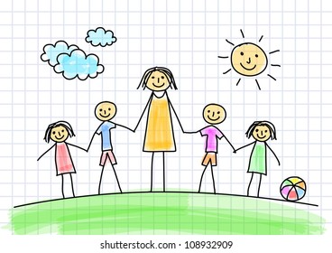 Teacher with children
