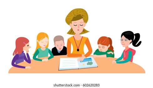 Teacher with children vector illustration