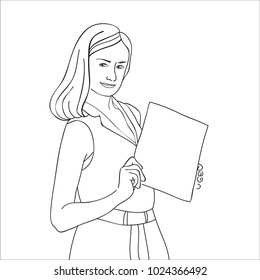 Teacher of children writing in sheet. Continuous line drawing vector illustration back to school