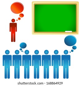 Teacher and a class on a white background