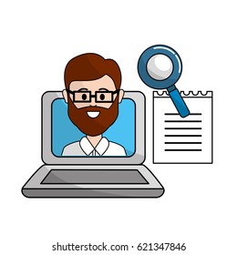 teacher with class online to student knowledge