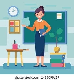 Teacher in the classroom illustration design