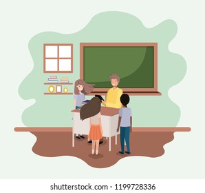 teacher in the classroom with students