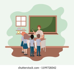 teacher in the classroom with students