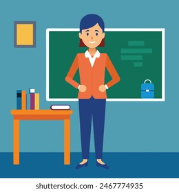 Teacher in classroom vector illustration