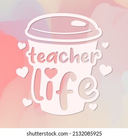 Teacher Coffee Illustration Clip Art Design Shape. Cafe Life Education Silhouette Icon Vector.