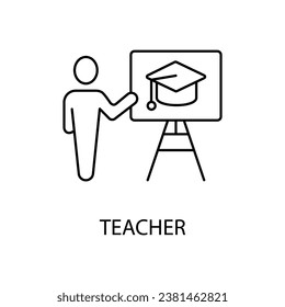 icono de línea de concepto de profesor. Ilustración de elemento simple. diseño de símbolos de esquema de concepto de profesor.
