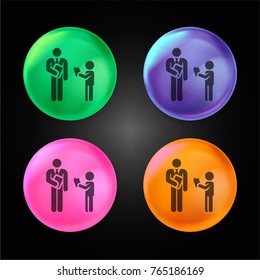 Teacher crystal ball design icon in green - blue - pink and orange.