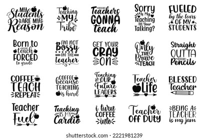 Teacher cut files Bundle, Teacher Quotes, Teacher SVG cut files, Hand drawn lettering phrase, EPS files, SVG bundle, Saying about Teacher,
 svg