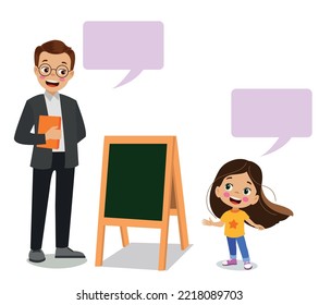 teacher and cute students at blackboard
