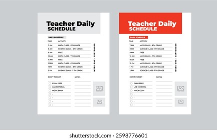Teacher Daily Schedule, Event Schedule layout design template with unique design style concept