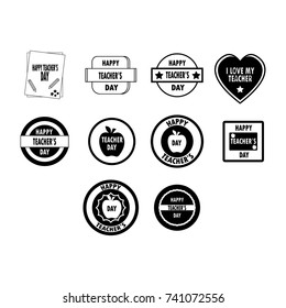 teacher day badge icon set