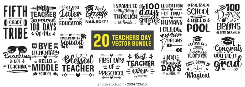 Día del profesor Bundle y Escuela SVG Bundle Desings - Camisas del profesor svg docente png - 100 días de escuela svg de la escuela svg desings divertido profesor