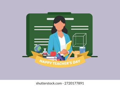 Conceito do Dia do Professor. Ilustração vetorial plana colorida isolada