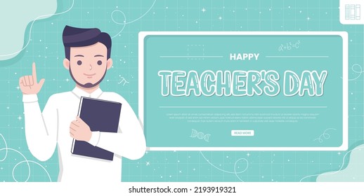 Teacher day concept illustration banner