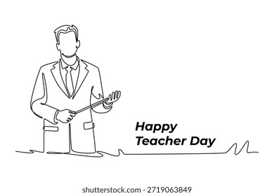 Teacher day concept. Single line draw design. Vector graphic illustration