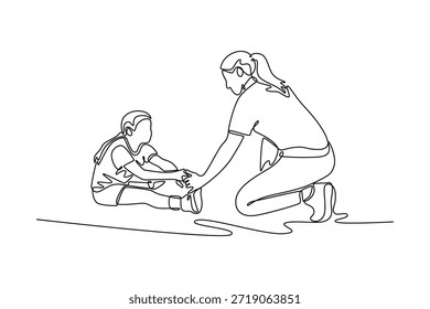 Teacher day concept. Single line draw design. Vector graphic illustration
