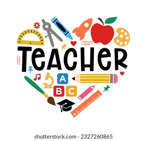 Teacher day heart quotes lettering school sayings typography back to school teacher student book monogram sign shirt quote