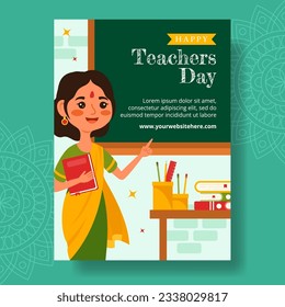 Teacher Day in India Vertical Poster Flat Cartoon Hand Drawn Templates Background Illustration