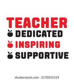 Teacher Dedicated Inspiring Supportive Teacher Svg Stock Vector ...