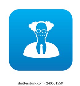 Teacher design on blue flat button,clean vector