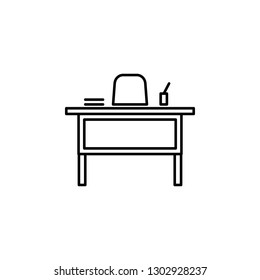 teacher desk, chair icon. Element of education illustration. Signs and symbols can be used for web, logo, mobile app, UI, UX