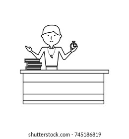 teacher at desk icon