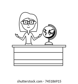teacher at desk icon