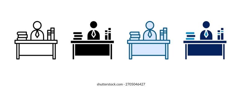 Teacher Desk Icon Set Multiple Style Collection