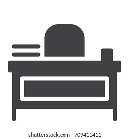 Teacher desk icon vector, filled flat sign, solid pictogram isolated on white. Symbol, logo illustration. Pixel perfect graphics