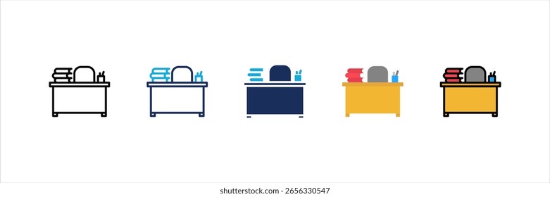 Conjunto de Ícones de Vários Estilos da Mesa de Professores