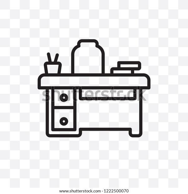 Teacher Desk Vector Linear Icon Isolated Stock Vector Royalty