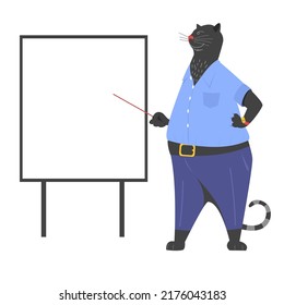 teacher. education. vector image of a teacher in an educational institution . funny picture with a cat
