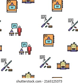 Teacher Education Vector Seamless Pattern Thin Line Illustration