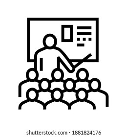 teacher educational lesson line icon vector. teacher educational lesson sign. isolated contour symbol black illustration