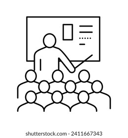 Lehrer Unterrichtsstunde Linie Symbol Vektorgrafik. Unterrichtsunterricht für Lehrer. isoliertes Kontursymbol